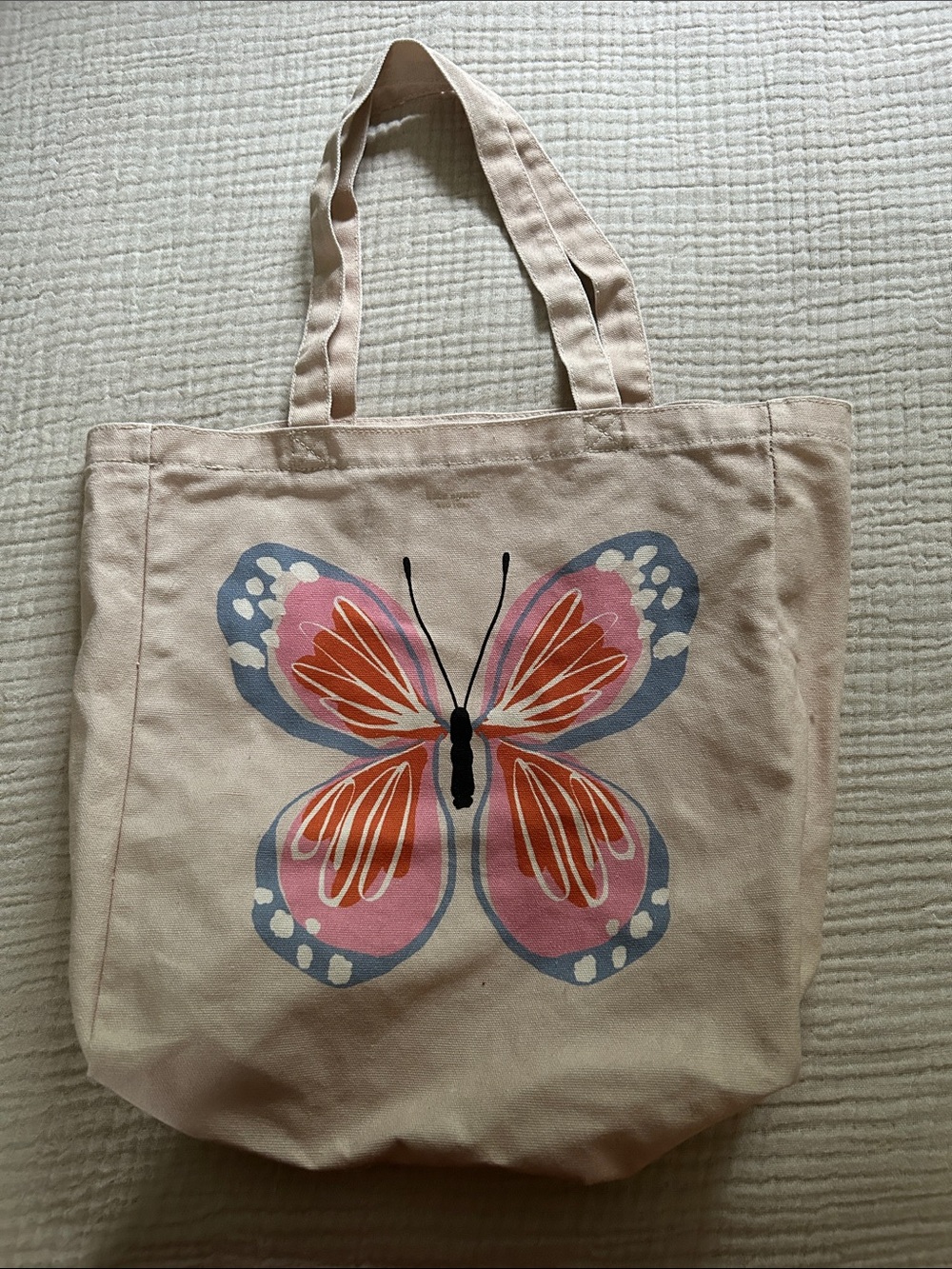 Kate Spade Pink Canvas Tote with Colorful Butterfly Motif